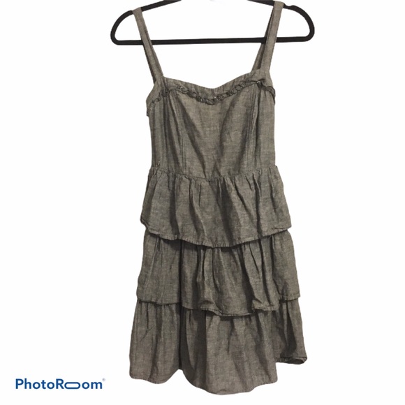 BEBOP BLACK CHAMBRAY TIERED SLEEVELESS DRESS - Picture 1 of 4